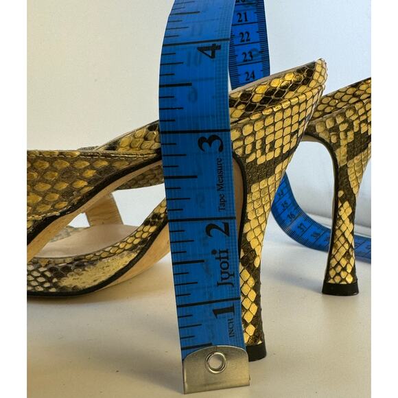 Vintage 90s Y2K Vera Wang Embossed Leather Snakeskin Made in Italy Heels Mules - Picture 9 of 10